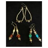 3- pairs of Southwest style earrings