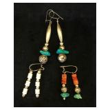 3- pairs of Southwest style earrings