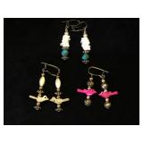 3- pairs of Southwest style earrings