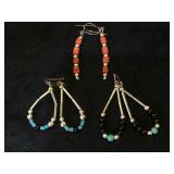 3- pairs of Southwest style earrings