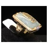14k GOLD & JADE RING, size 4, 9g