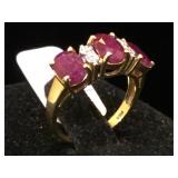 14k ZGOLD,SAPPHIRE & DIAMOND RING, size 5, 3.3g