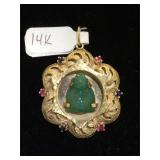 14 k GOLD  & multi- gemstone pendant