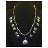 Sterling coin squash blossom w/ Mercury dimes &