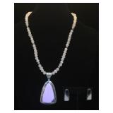 Sterling & Rose Quartz necklace & earring set