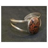 Sterling Southwest style cuff w/ Mahogony