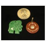 Green Jade & Red Jade pendants