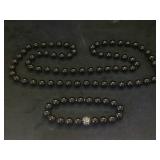 Black Onyx bead necklace & stretch bracelet set