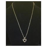 14k GOLD CHAIN & heart pendant w/ Rubies &