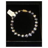 14k Gold & Cultured Black Pearl bracelet by Josh