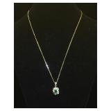 14k GOLD  necklace w/ Emeralds & Diamonds, 2.9g