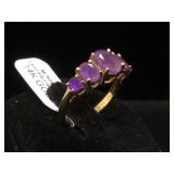 14k GOLD RING w/ Amethyst gemstones, size 5, 3.4g