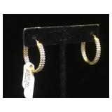 14k GOLD & Diam hoop earrings , 4.2g