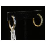 14k GOLD & Topaz hoop earrings, 4.7g
