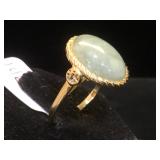 14k GOLD & Jade ring, size 4, 4.3g