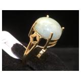 14k GOLD & Jade ring, size 5, 4.3g
