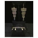 Sterling earrings & a Sterling drop bracelet,