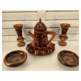 Carved  wood tea set, , bowls & more