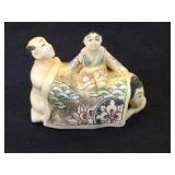 Signed ivory scrimshaw erotic netsuke, approx 2