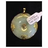14k Gold & Jade pendant, 2g