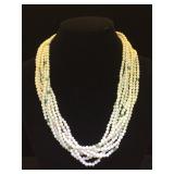 Ivory & Jade beaded multi-strand necklace