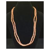 14k Gold clasp & pink coral bead necklace