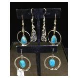 3- pairs of Sterling earrings