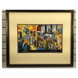 Signed Kostabi giclee, framed & matted to size