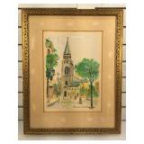 Signed Maurice Utrillo V multi media, framed &