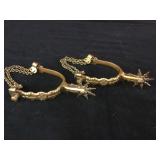 Pair of brass boots spurs w/ anchor hallmark