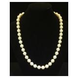 Sterling clasp cultured Pearl necklace , 20 in.