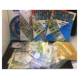 4- stamp albums, partially complete, & stamps,