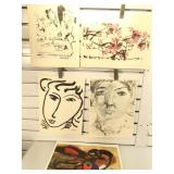 5 prints from famous artists, approx size 10x14