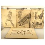 Signed Art Thorpe charcoal drawings & cover