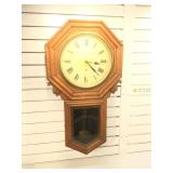 Vintage Regulator mechanical wall clock, no key,