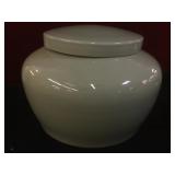 Large Asian porcelain green to coffee lidded jar