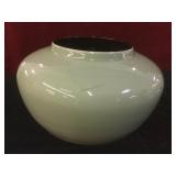 Large Asian porcelain green & coffee vase w/