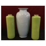 Large blue vase approx 18 inches tall & 2 Asian