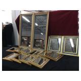 14 framed mirrors, sizes 14x31 inches, 13 1/2x12