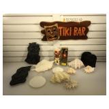 Lot of Tiki items incl. shells, mask, mug and