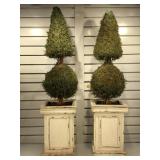 Pair of 42 inch tall faux plants in wooden
