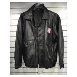 Leather jacket with God Bless America embroidered