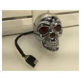 Chrome skull trailer hitch cover with lights