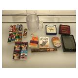 Joe Camel lighters, ashtray, collectible tins,
