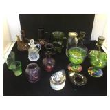 Antique glass items, carnival glass creamer/sugar