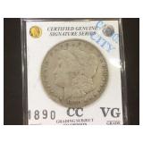 1890-CC MORGAN SILVER DOLLAR