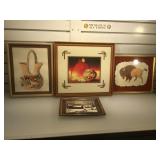 Assortment of framed Native American  art work