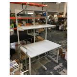 6 foot tall rolling table with upper shelves
