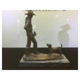 Signed, dated & titled cowboy sculpture, artist