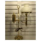 Antique brass oil lamp converted to electric